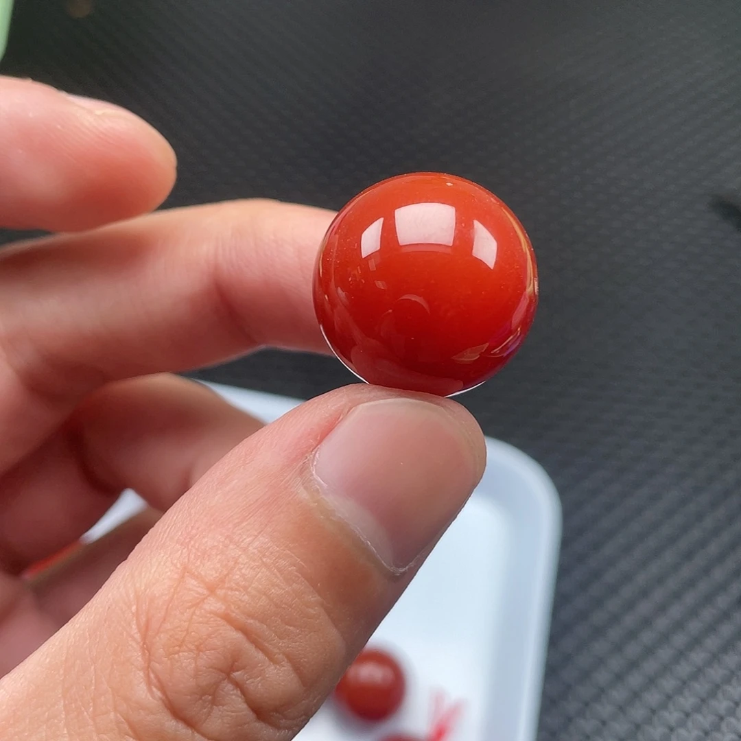 南红玛瑙20mm柿子红圆珠一颗未镶嵌