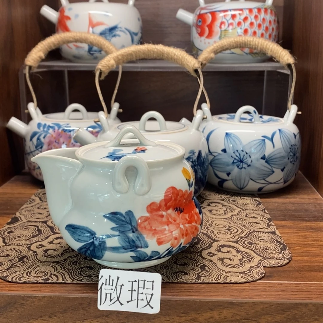 釉下彩老陶泥手工绘制