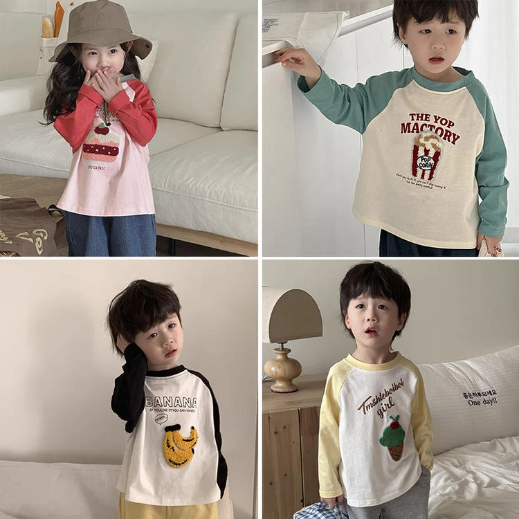 【任选3件加入购物车付款享优惠】儿童毛巾绣印花纯棉男女童长T恤聚