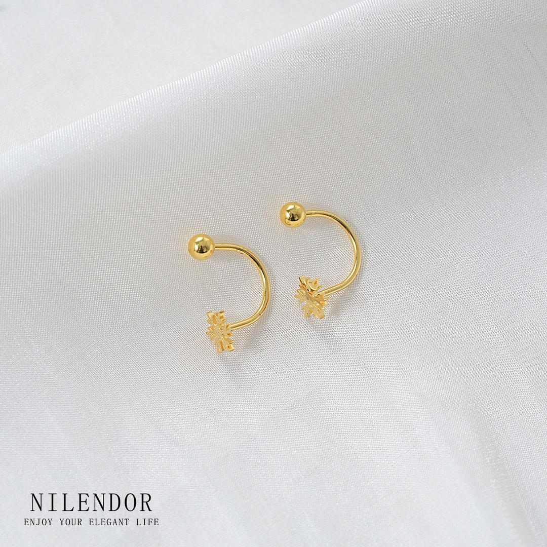 铜合金耳饰 ES-213精致小巧U型雪花时尚百搭耳环