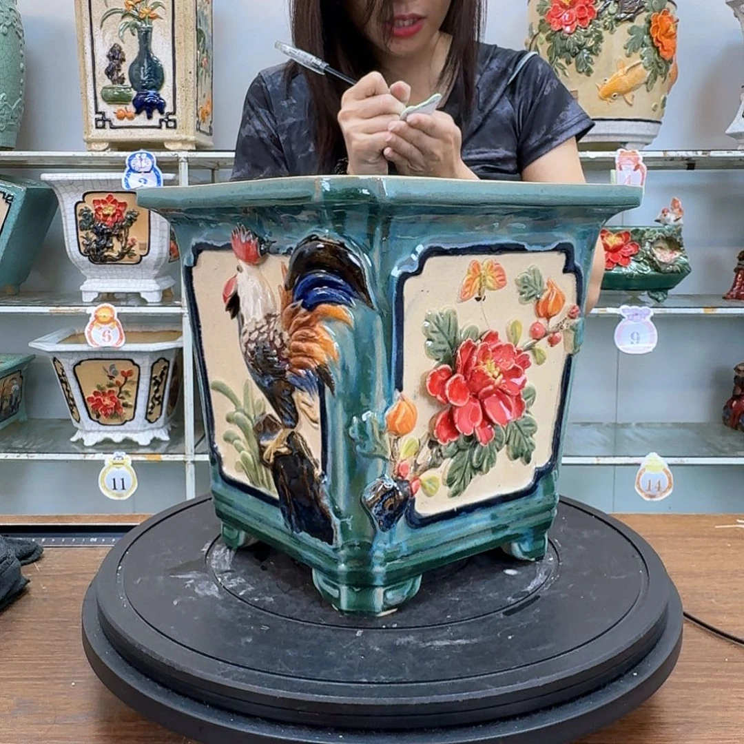 志***烽无花朵石湾盆300陶瓷