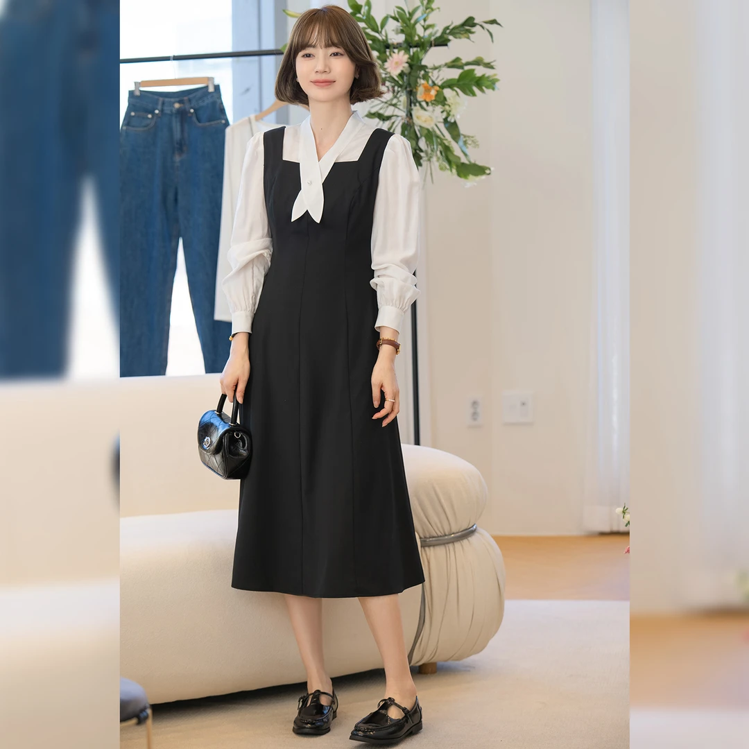 【现货】-【剧场千金】FS501L010假两件连衣裙