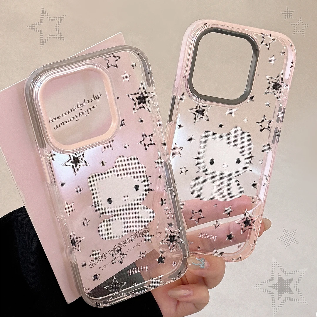 卡通猫咪iPhone16苹果15手机壳适用14promax撞色边框13甜酷11软壳