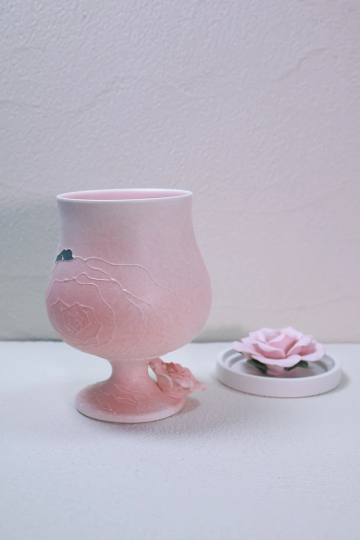 yixin粉色玫瑰高脚杯