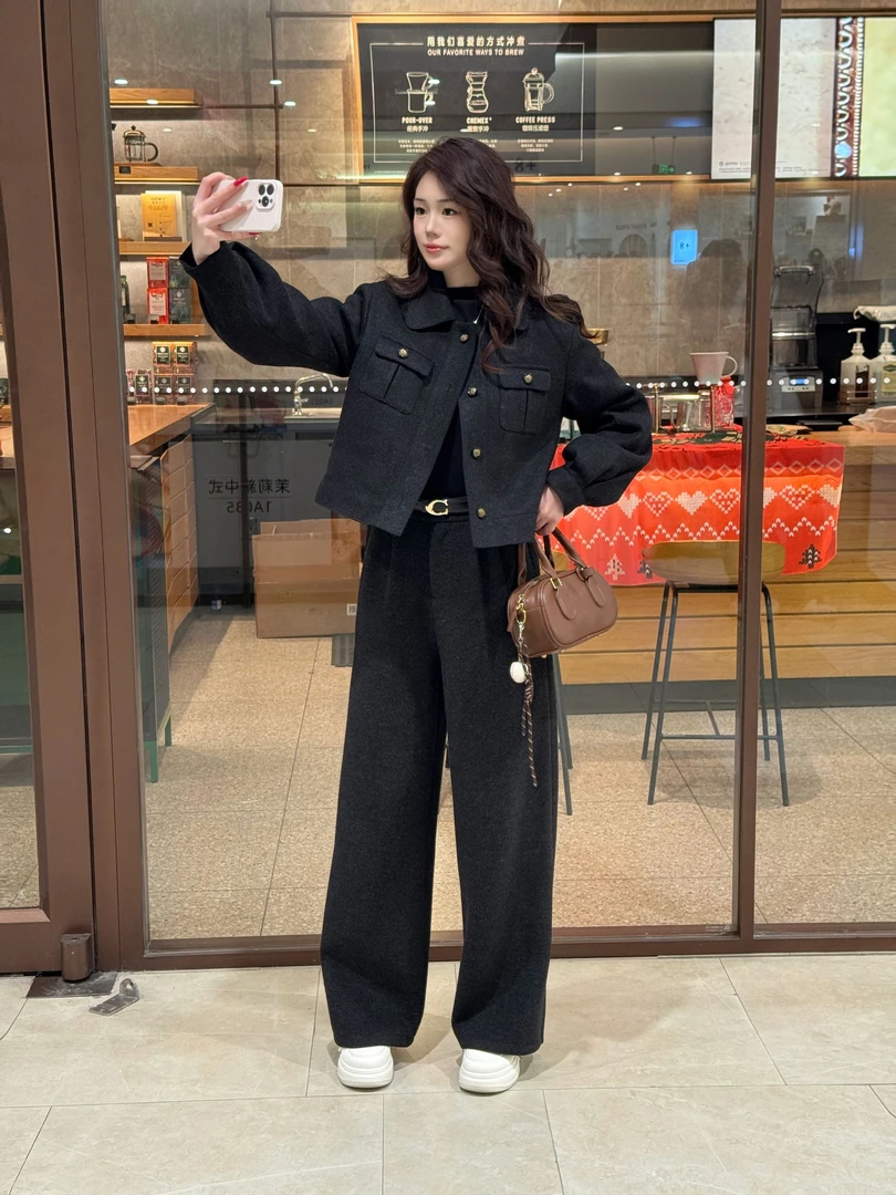 【三件套】【裤子加绒 上衣加棉】2025新款女气质休闲外套+裤子套装