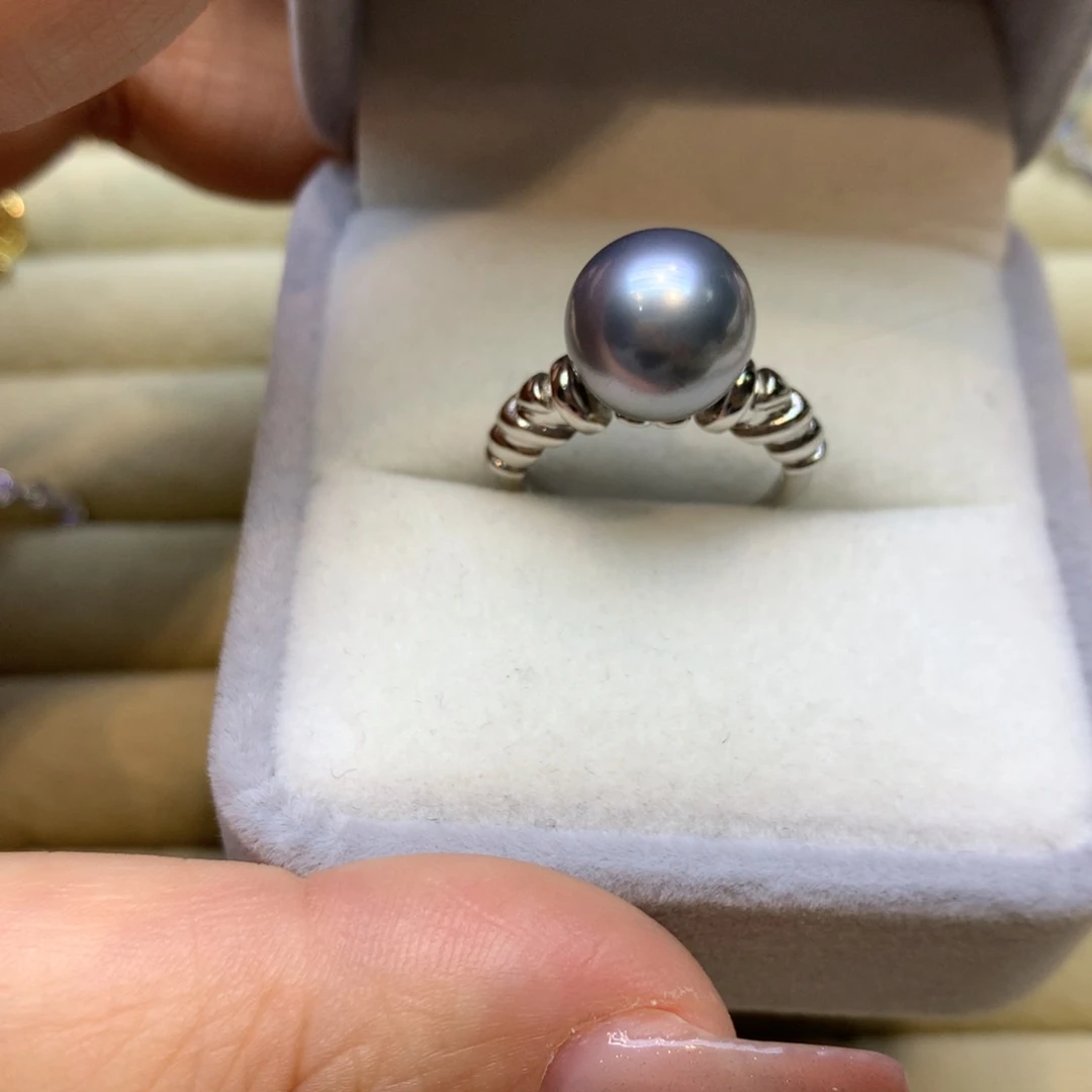 银S925镶嵌戒指海水珍珠