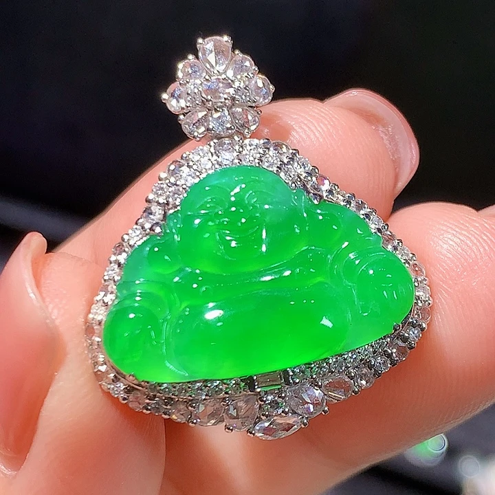 翡翠18K金镶嵌吊坠(不含链)