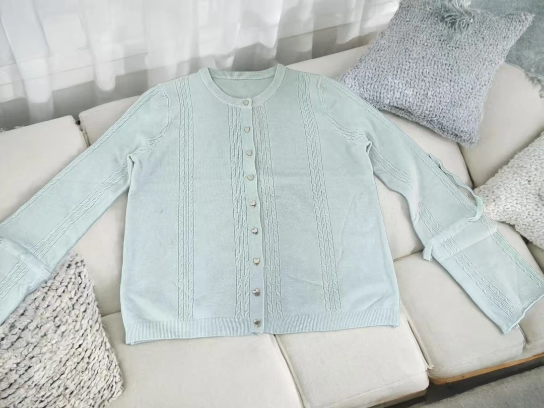 针织修身型纯色长袖圆领毛针织衫镂空上衣针织衫