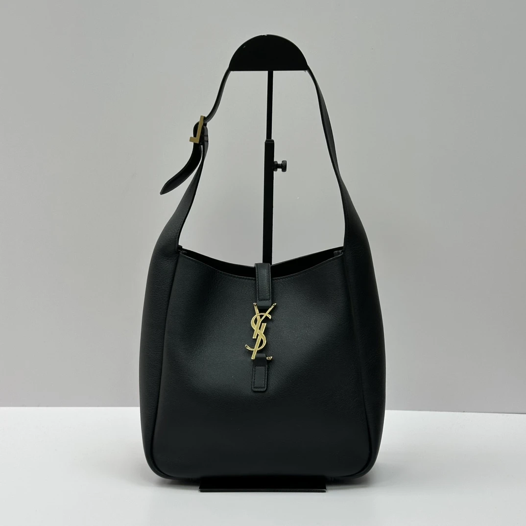 99新 YSL/圣罗兰 黑金 hobo水桶手提单肩腋下包 06054