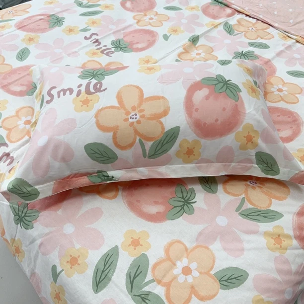 枕套全棉斜纹舒适印花透气一对装