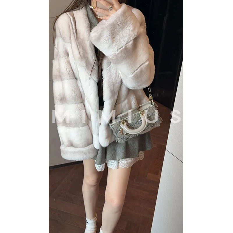 【mimius】U 进口3A级雷克斯獭兔手工渐染霜色外套 汉服 G12234