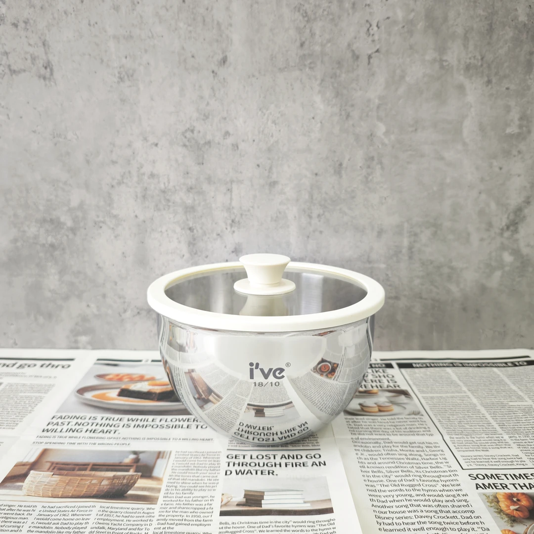 德国ive 18/10不锈钢汤盆多功能料理盆带盖和面盆轻奢家用火锅盆