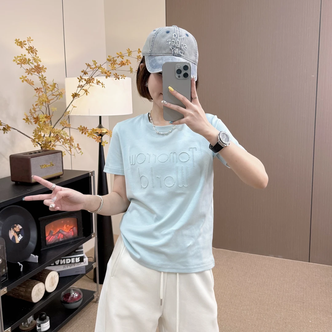 【极简字母】拱桥绣重工清爽舒适百搭圆领短袖T恤K502