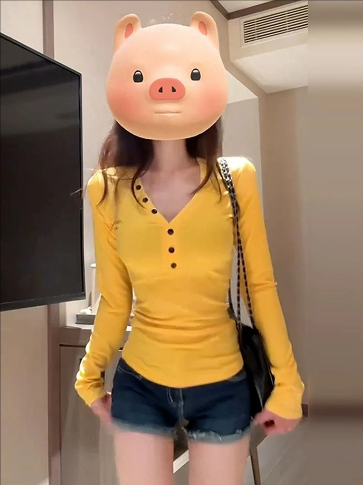 2025秋季新款纯欲长袖T恤女显瘦修身打底衫洋气上衣服女高级感