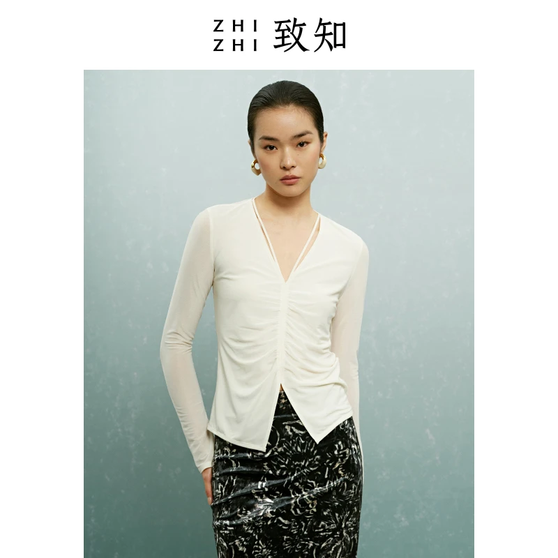 致知 步蟾宫 衬衫女设计感小众格雷系穿搭ZZ23SWC7175