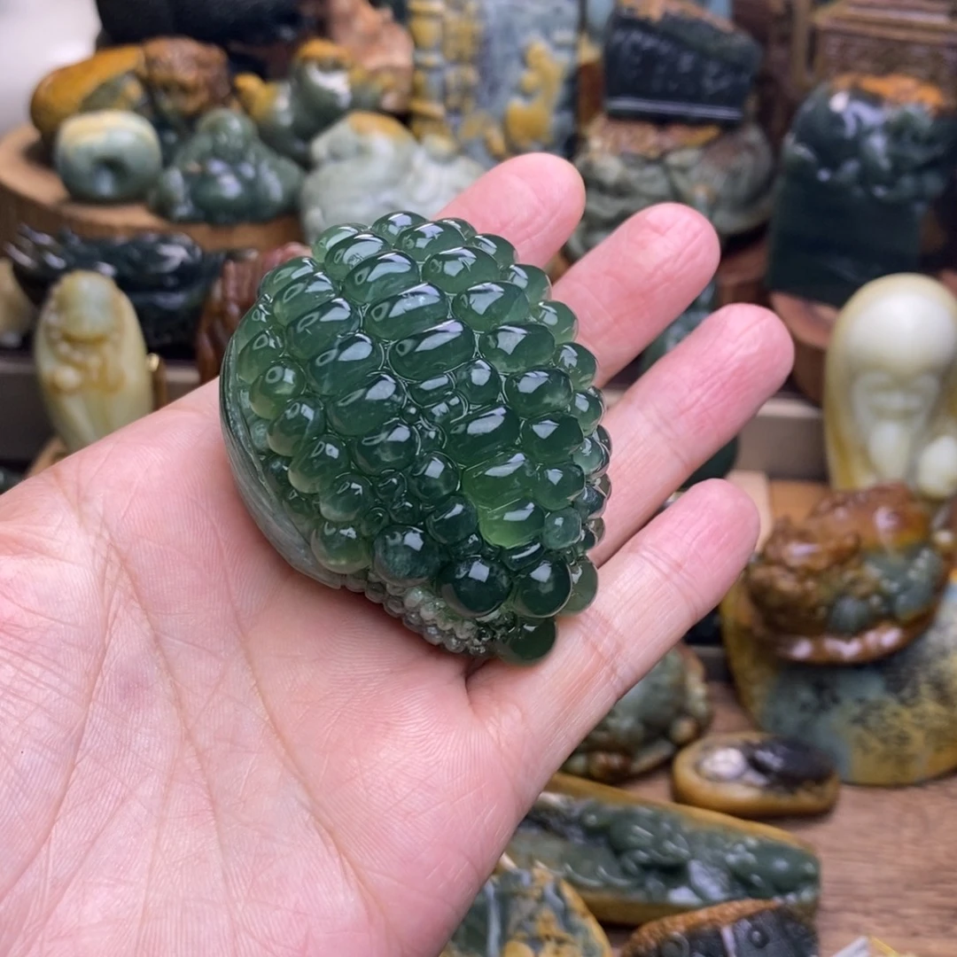 东***读蛇纹石玉未镶嵌手把件玉米