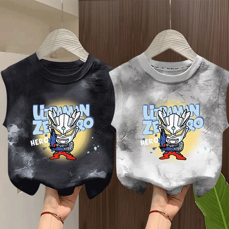 男童洋气奥特曼坎肩T恤中大童夏季新款纯棉舒适背心男宝潮流百搭t