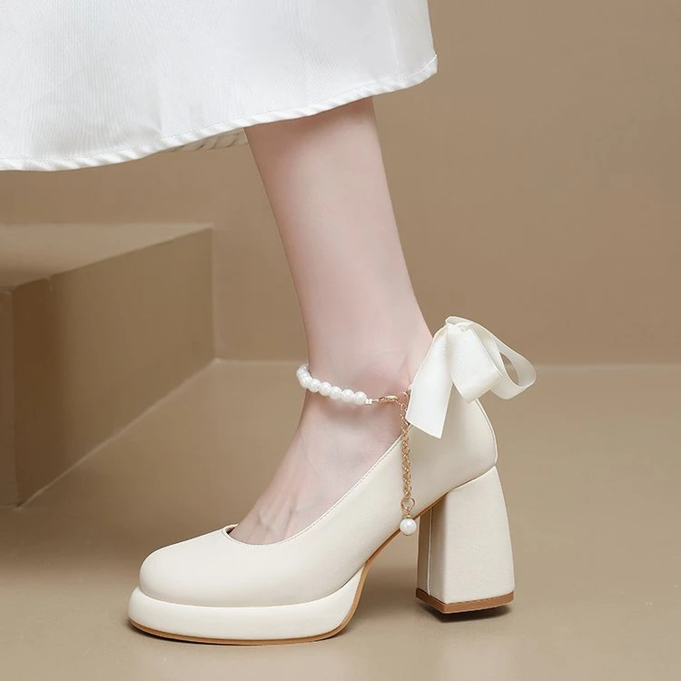 女仙女风浅口百搭复古玛丽珍国潮美拉德粗跟单鞋高跟鞋鞋子2025