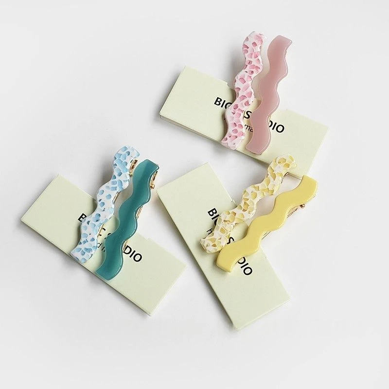 春夏小清新醋酸波浪发夹甜美少女侧边刘海夹简约气质一字夹鸭嘴夹