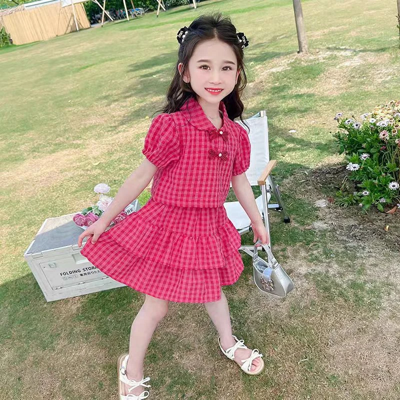 【甜心女孩】2儿童夏季裙子女童上衣洋气两件套夏款国风裙套装