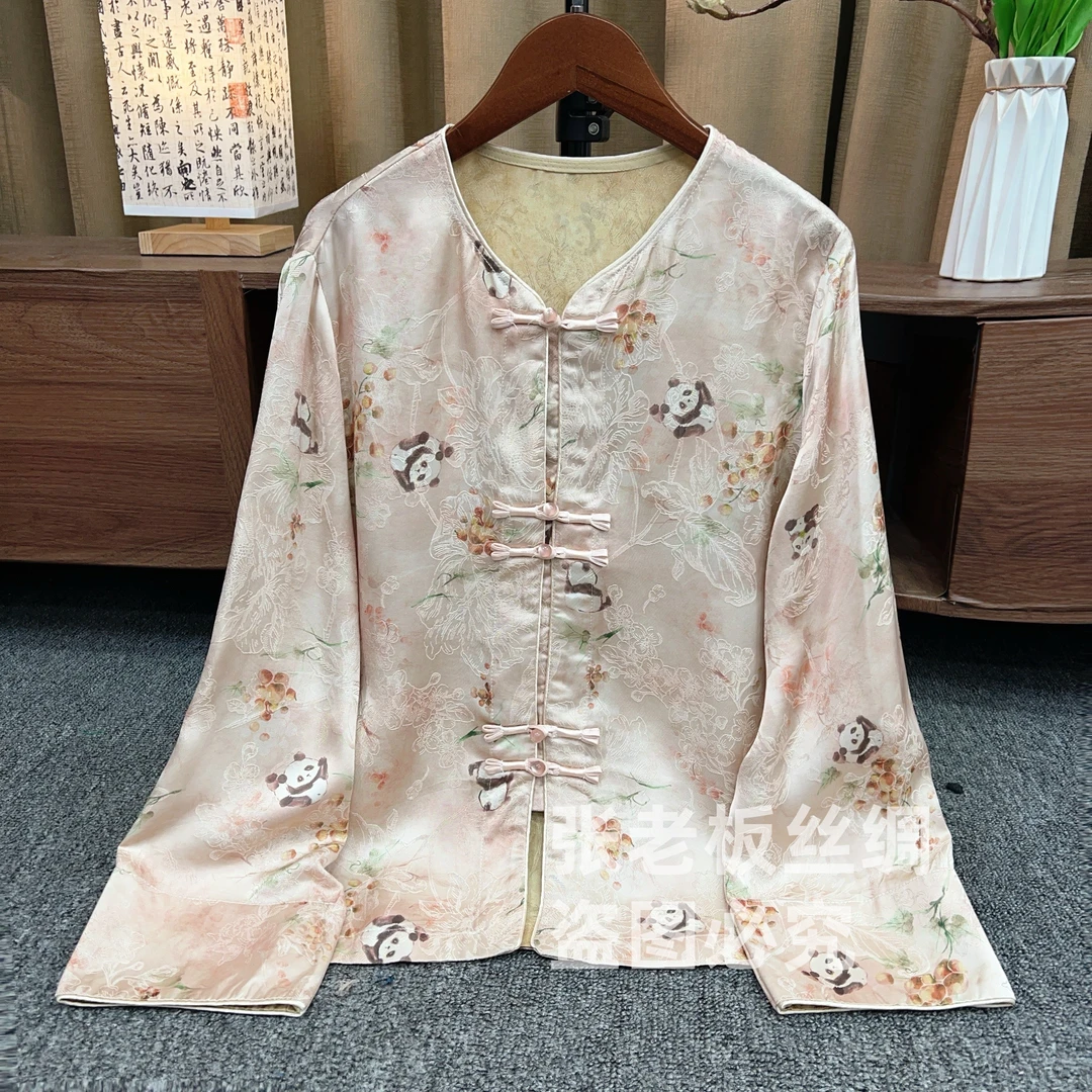 『锦簇熊猫』新中式国风开襟秋款开衫2025新款气质上衣外套