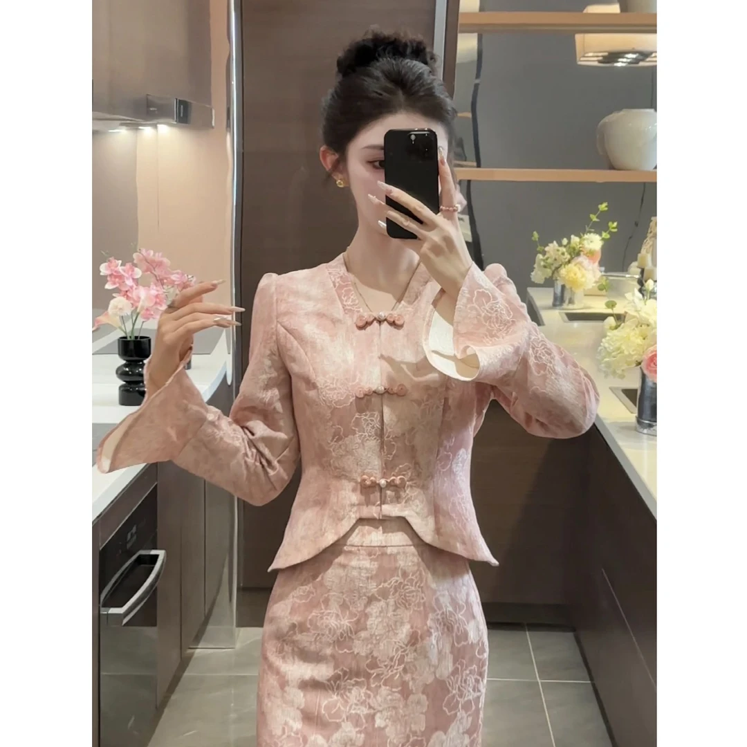 【周粥】【花容月色】法式名媛休闲气质新中式长袖套装JJQ4TZ3766-SY