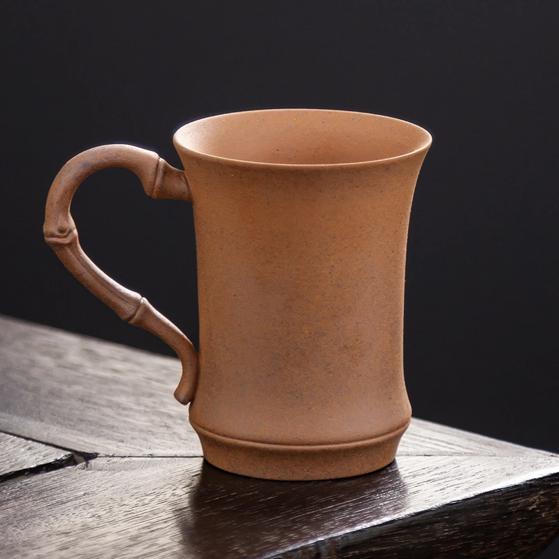 原矿老岩泥陶瓷竹节把手杯主人杯复古中式品茗杯陶瓷杯茶杯253