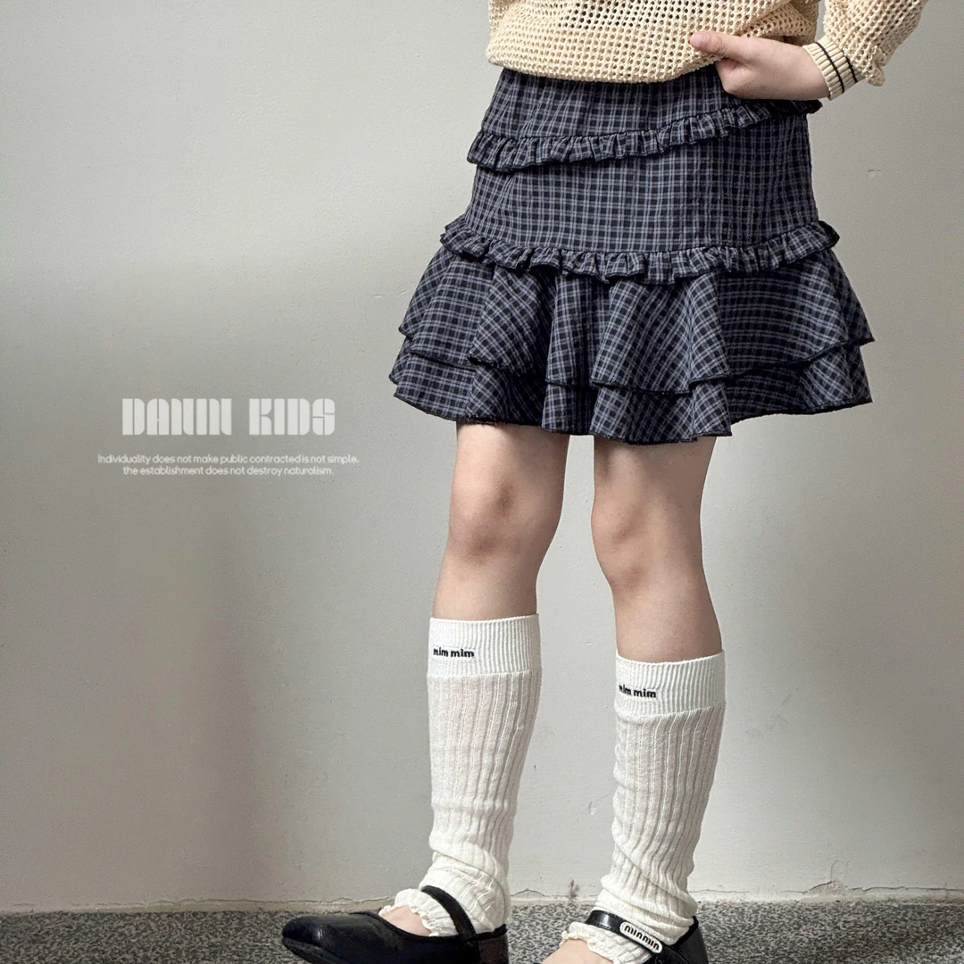 【嗒囜】女童夏季tutu秃秃裙格纹百褶短裙半身裙日系JK荷叶边裙子