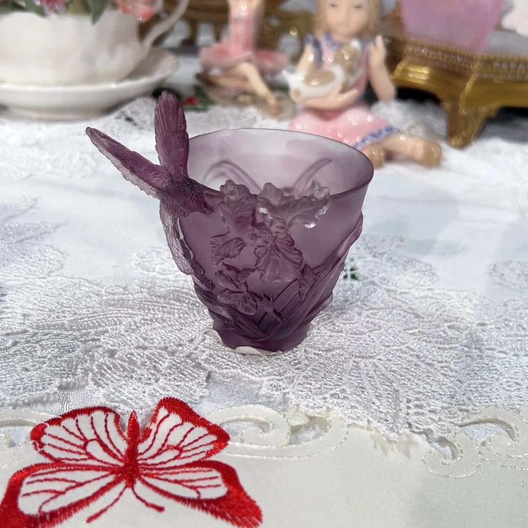 陶瓷QAA323紫色蜂鸟茶杯