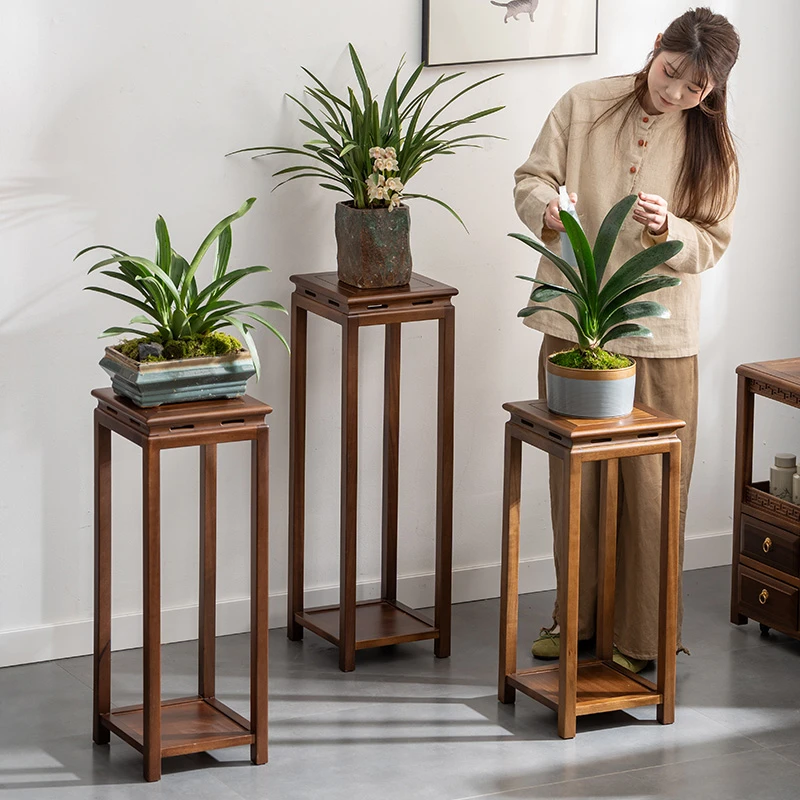 【源木林】层岚整装实木花架胡桃木客厅阳台家用花几户外落地式