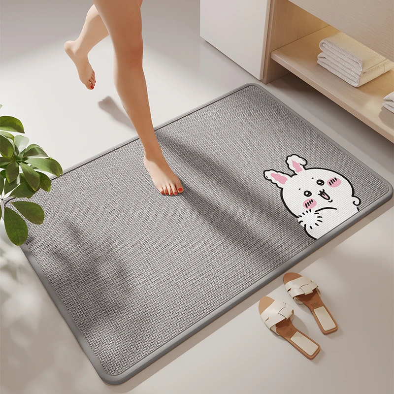 七七家浴室地垫吸水速干防滑耐脏卫生间门口脚垫家用亚麻家用垫