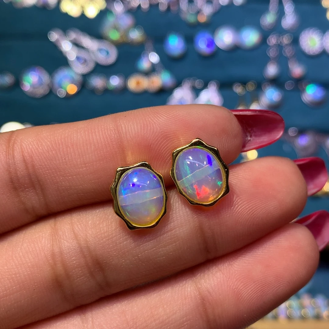 欧泊银S925镶嵌耳饰