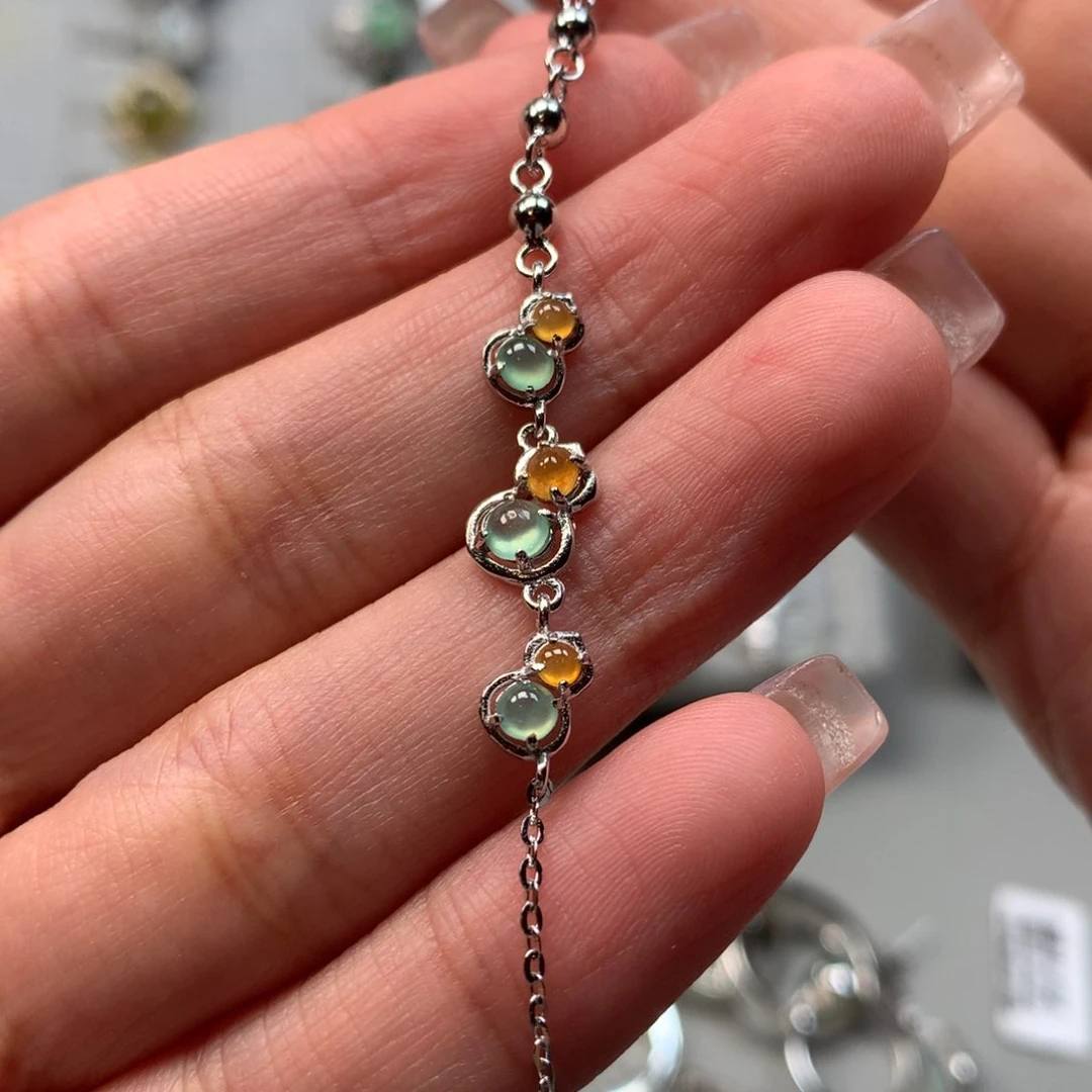 翡翠戒指银S925镶嵌手链4