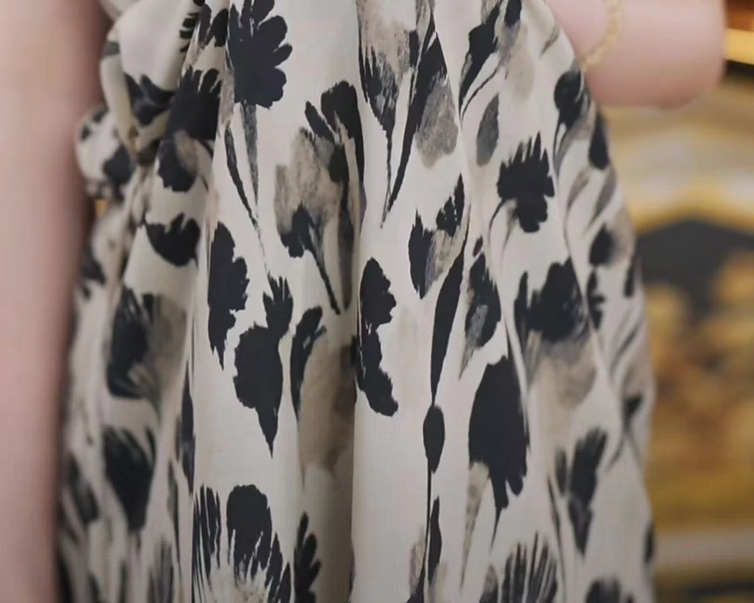 【送腰带】杭州原版正品2025夏季新款气质水墨繁花连衣裙女