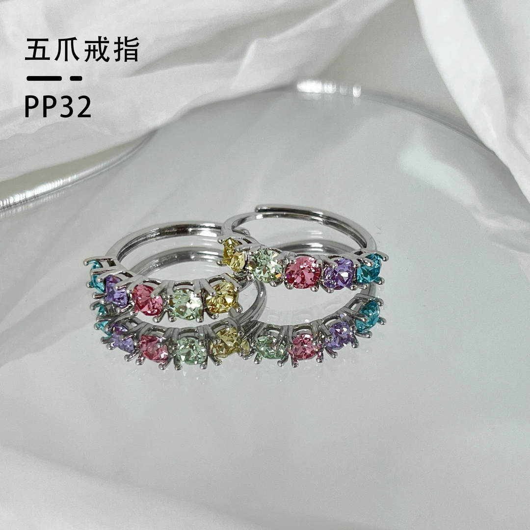 华子 铜镀白金 五爪戒指 <PP32>时尚简约手工