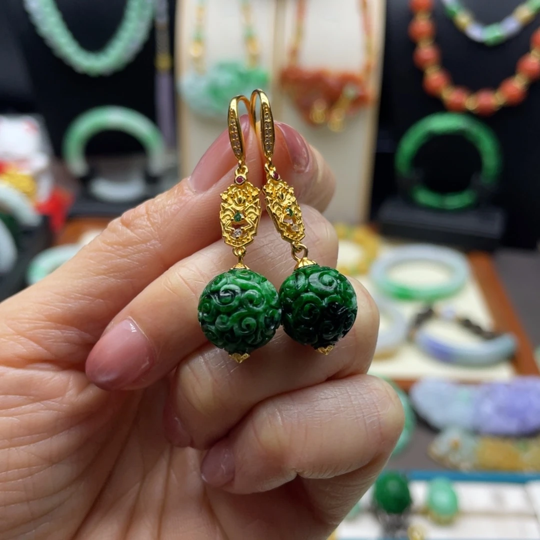 翡翠未镶嵌耳饰翡翠耳环