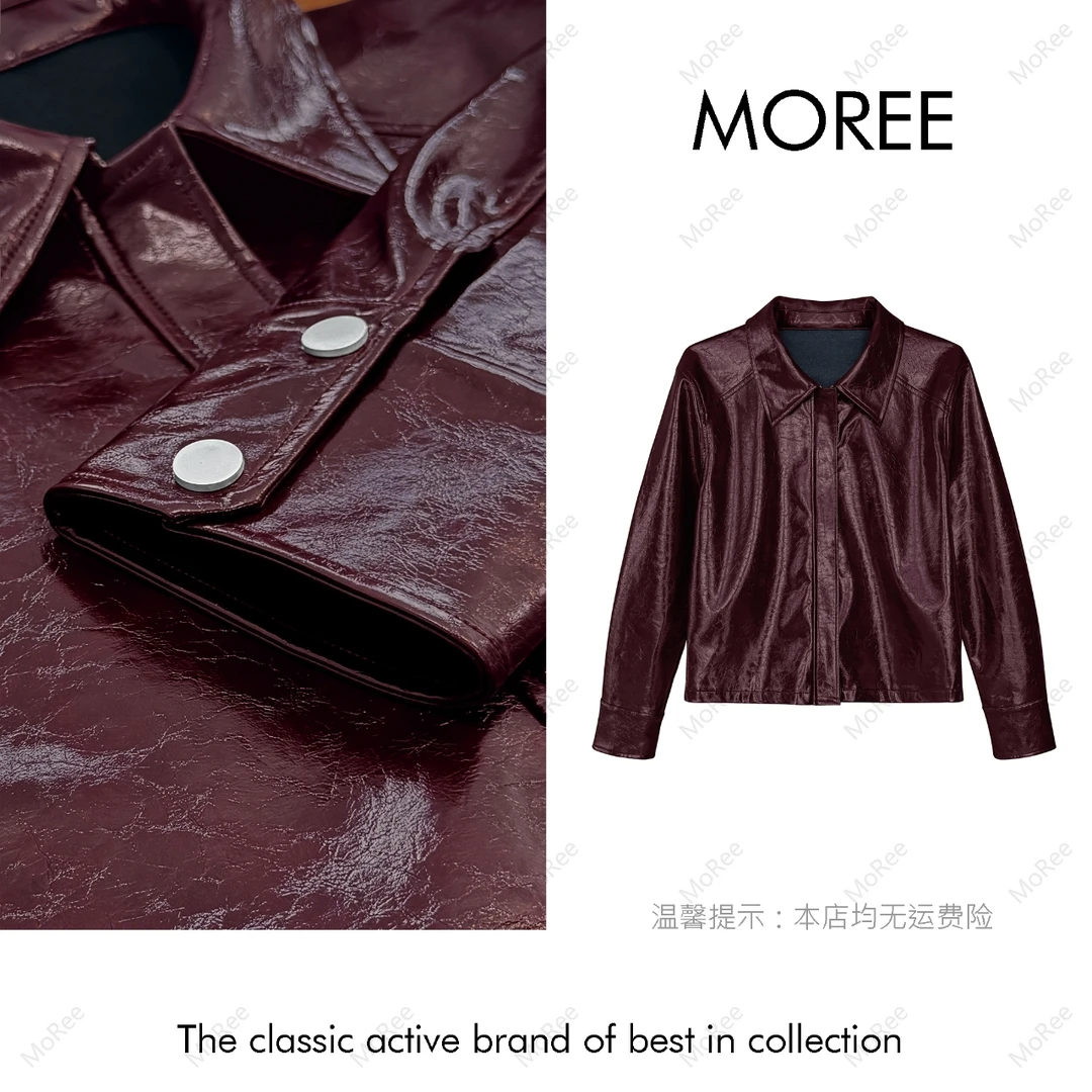 【MOREE】Modèle d’automne酒红美式皮外套-Z6298