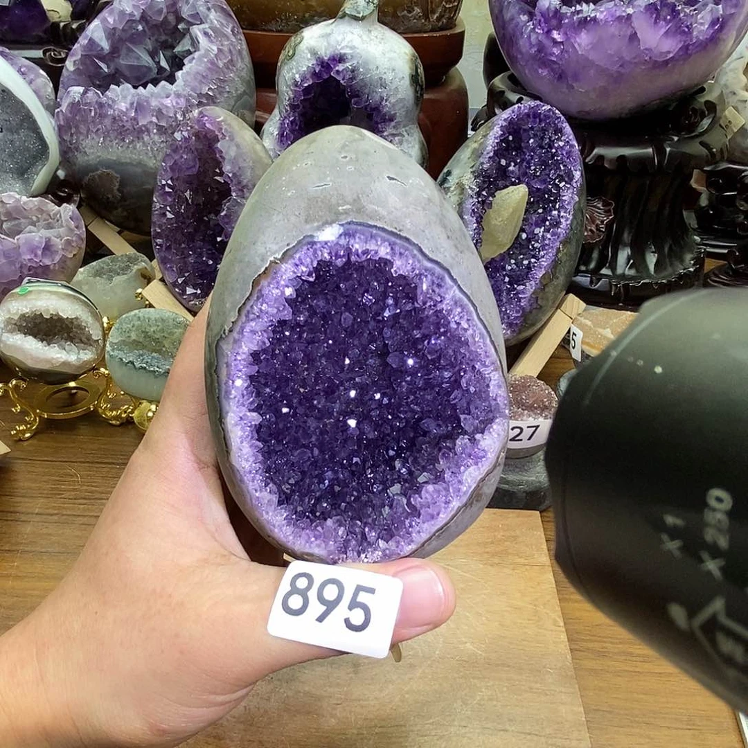 紫晶摆件未镶嵌龙蛋