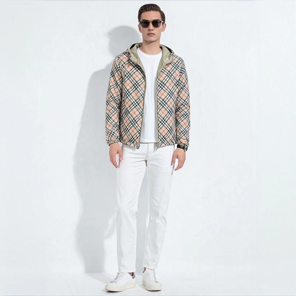 2560-2025格子双面服男士连帽新款简约时尚轻奢高端休闲男夹克