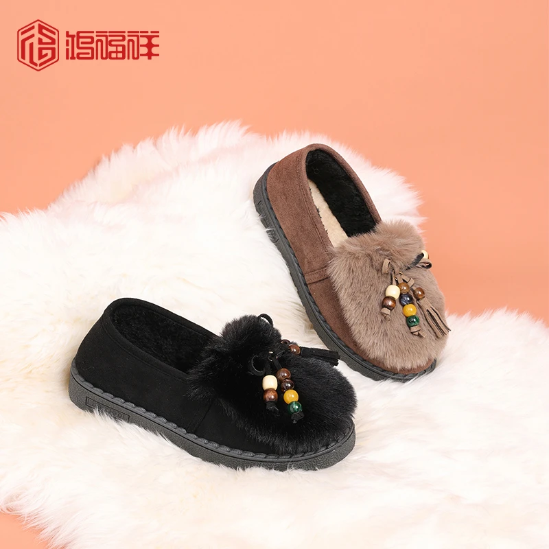 【宽适暖脚软底】冬季新款轻便不压脚聚暖防滑家居出行两穿豆豆鞋