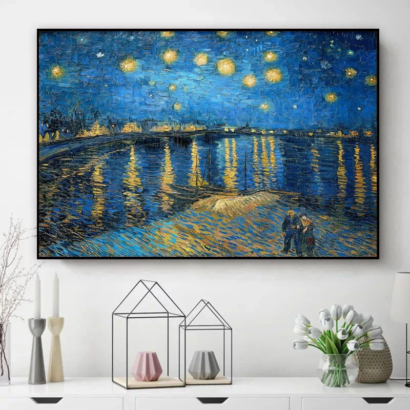 梵高罗纳河上的星空钻石画2025新款手工5diy粘钻画客厅点钻十字绣