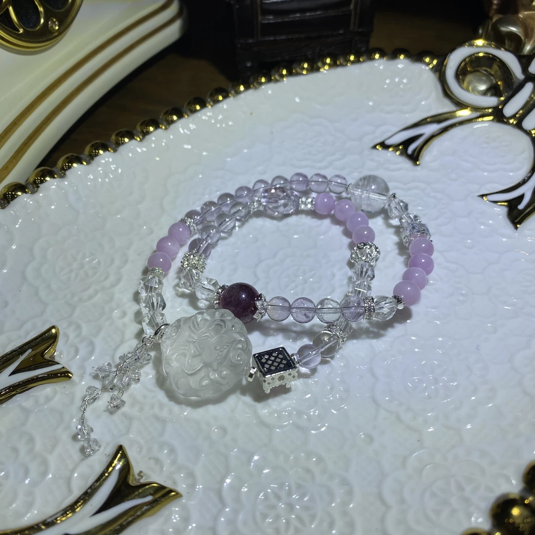 V008-天然高品质水晶设计款双圈手链-多样性发其一