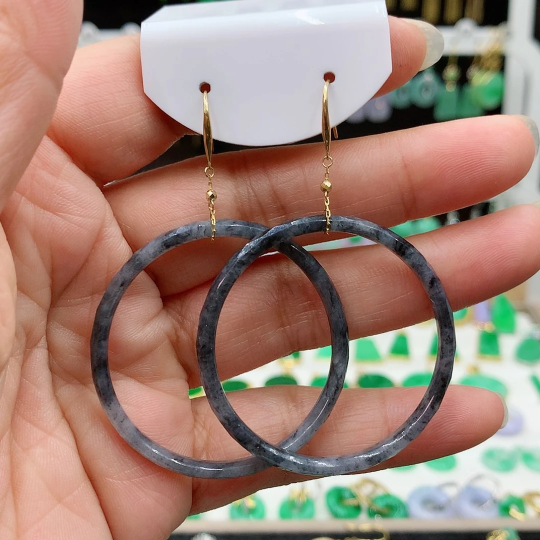 翡翠耳饰18K金镶嵌的