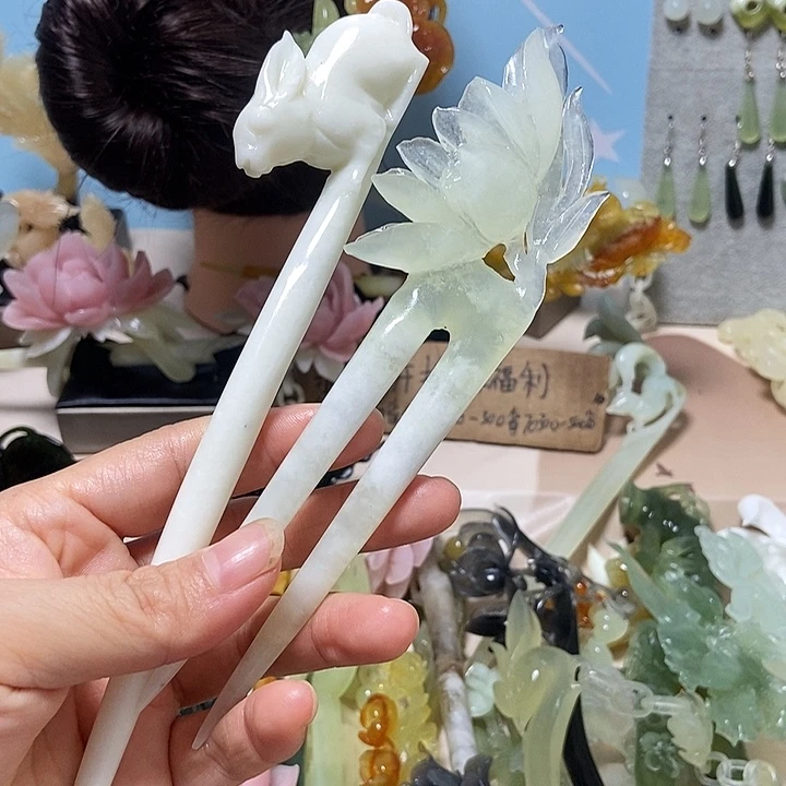 岫玉未镶嵌发饰发簪