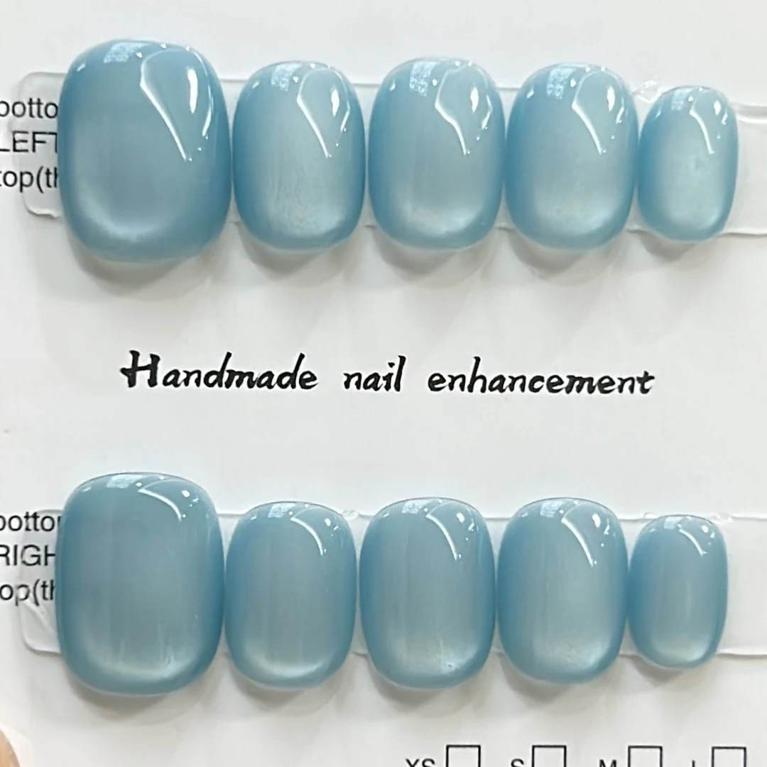 【蓝胖子】超短豆豆短方圆猫眼手工穿戴甲新款秋冬高级感美甲