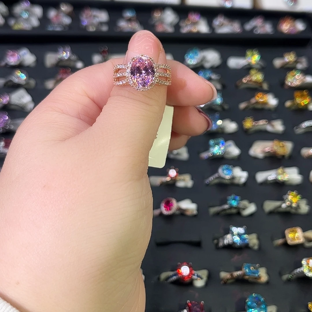 莫桑石非金属B K枚三环鸽子蛋粉冰花三卡-11