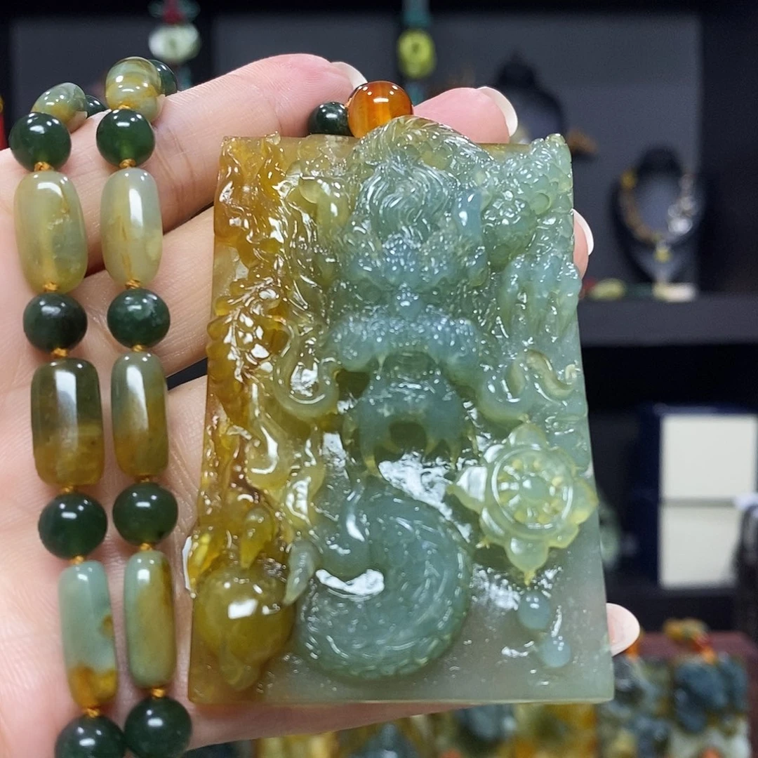 合金岫玉挂件吊坠项链