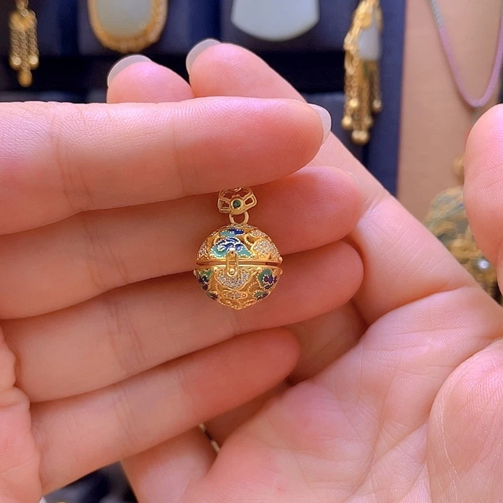 颈饰银S925镀金镶嵌和田玉
