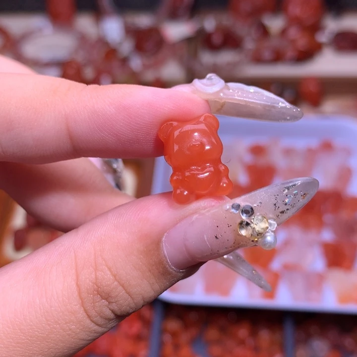 南红玛瑙合金珠宝半成品小熊25