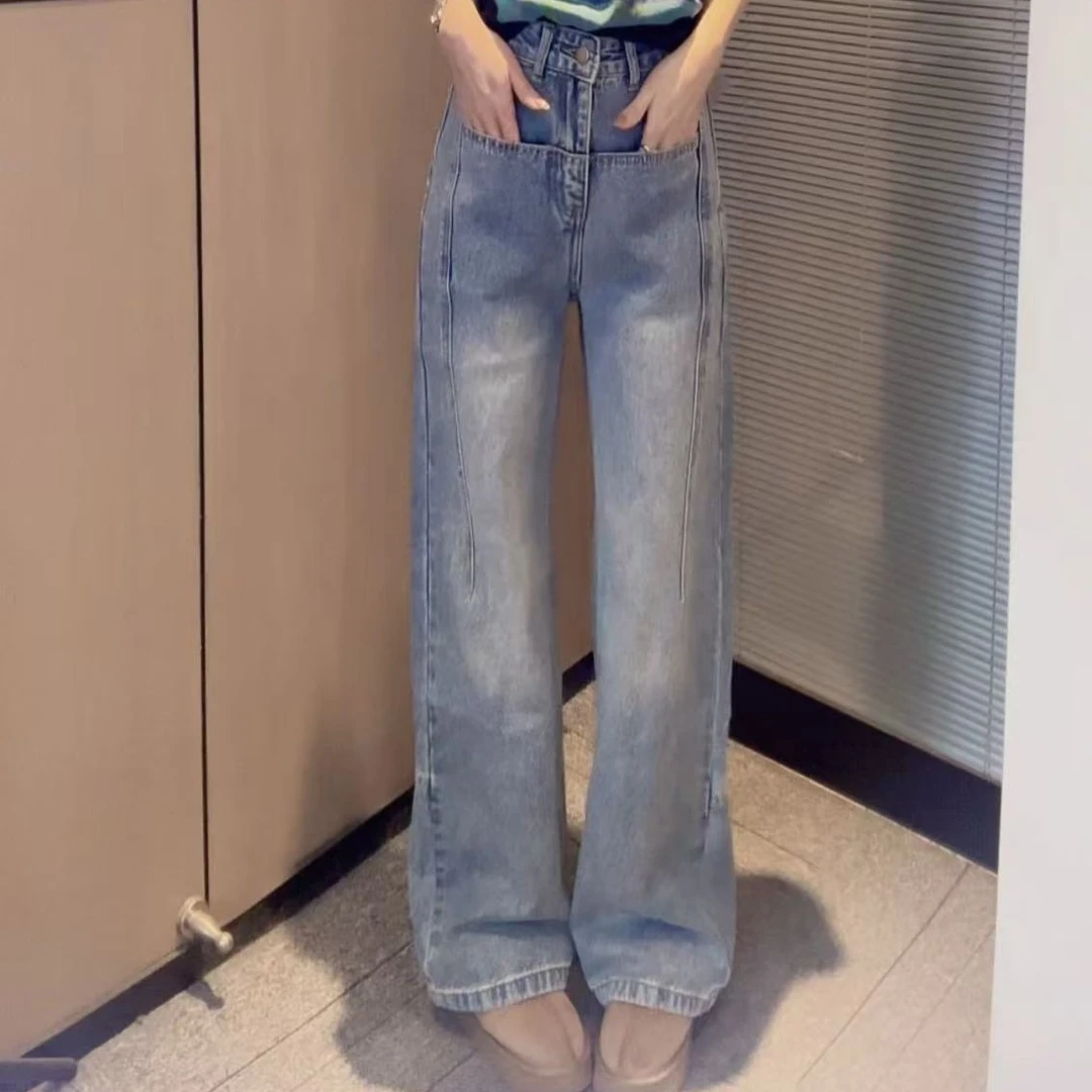 新款显瘦时尚垂感高级感牛仔裤女89638